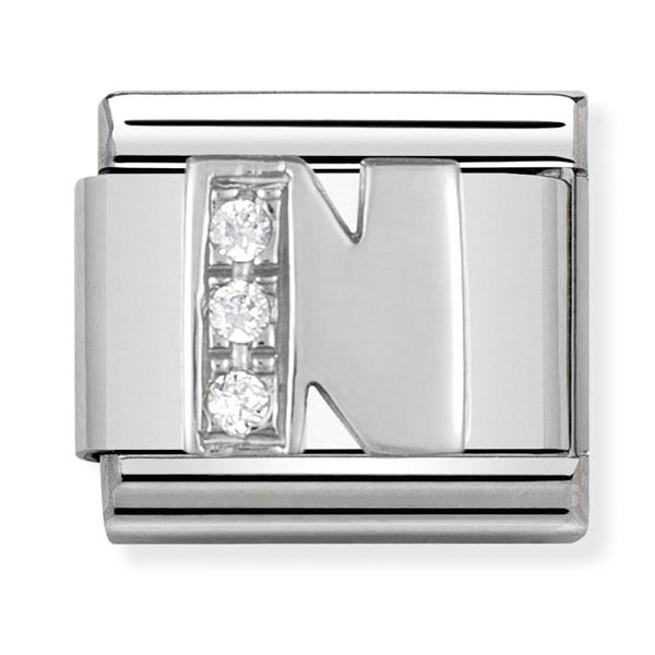 Silvershine cz Letter N Charm