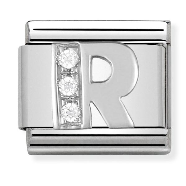 Silvershine cz Letter R Charm