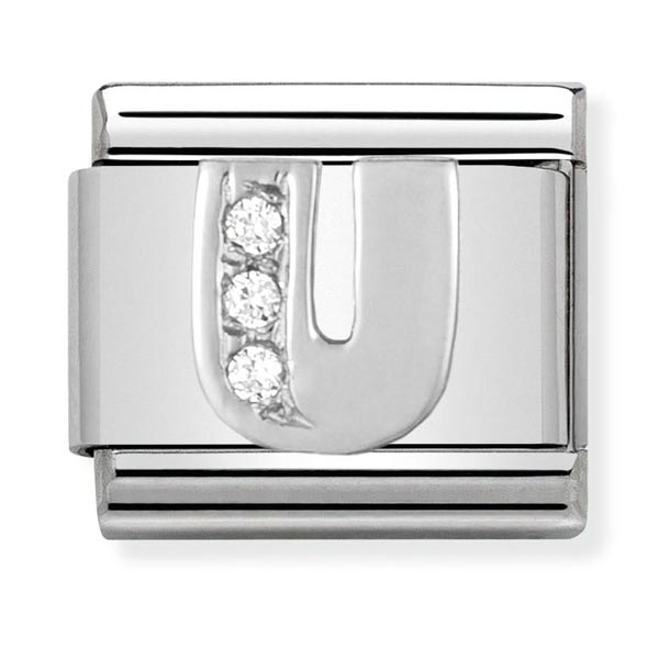 Silvershine cz Letter U Charm