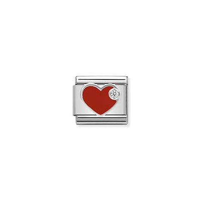 Silvershine Red Enamel CZ Heart Charm