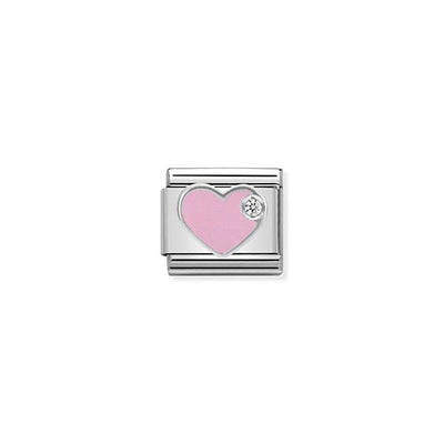 Silvershine Pink Enamel CZ Heart Charm