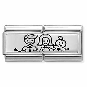 Silvershine Double Link Family With Baby Son Charm