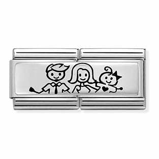 Silvershine Double Link Family With Baby Daughter Charm