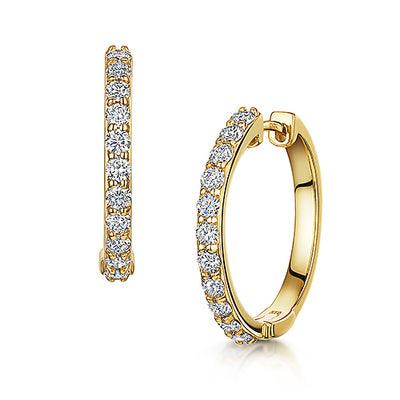 Yellow Gold Diamond Hoop Earrings 