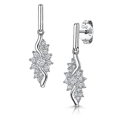 9ct White Gold Diamond Drop Earrings 0.50cts