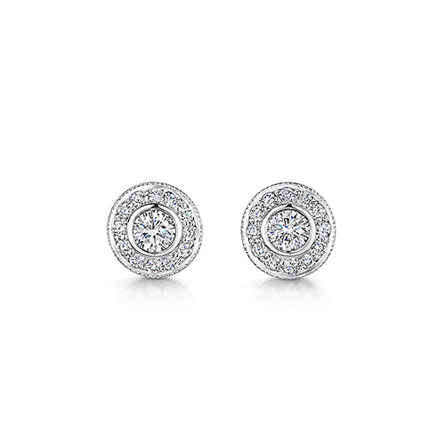 Brilliant Cut Halo Style Stud Earrings 0.50cts