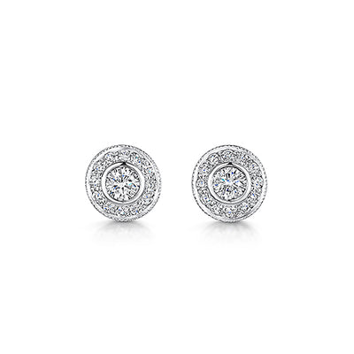 Brilliant Cut Halo Style Stud Earrings 0.50cts