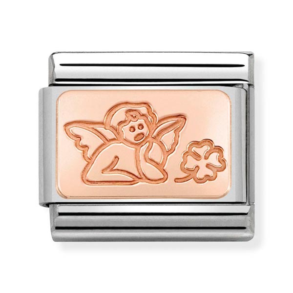 Classic Rose Gold Angel & Clover Charm