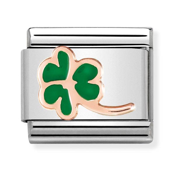 Rose Gold Enamel Clover Charm