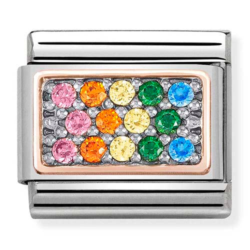 Nomination Rose Gold CZ Rainbow Colours Charm