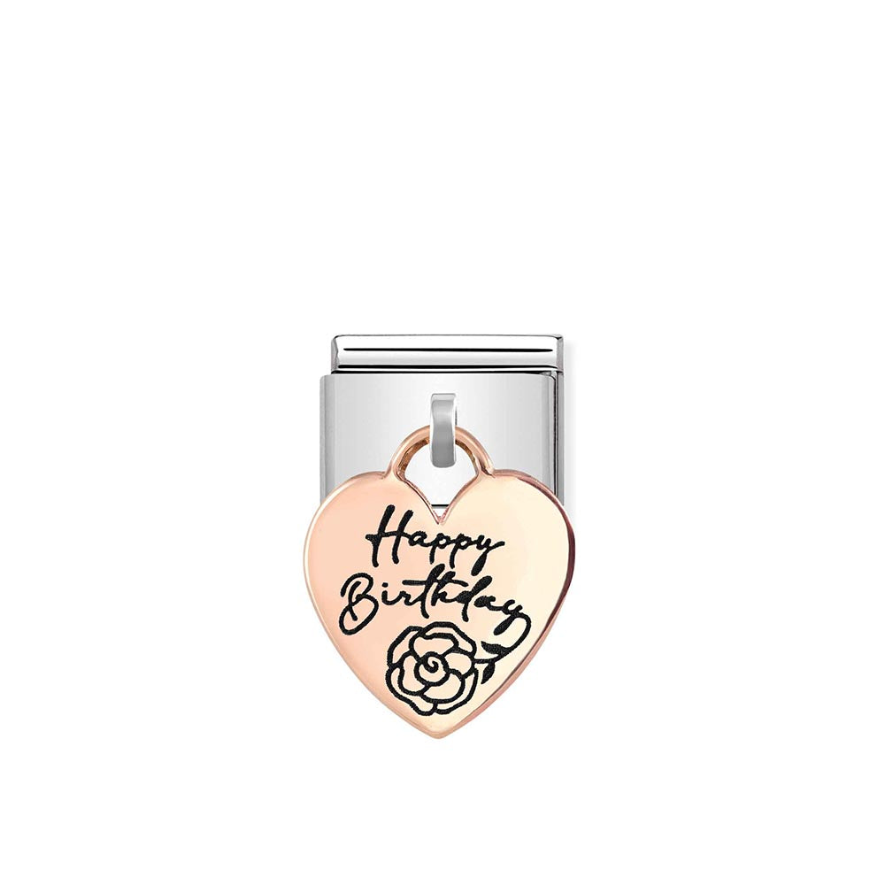 Nomination Rose Gold Drop Happy Birthday Charm