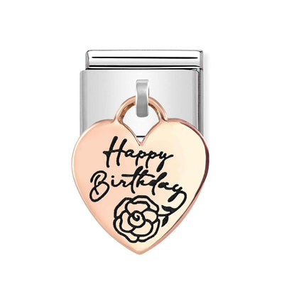 Nomination Rose Gold Drop Happy Birthday Charm