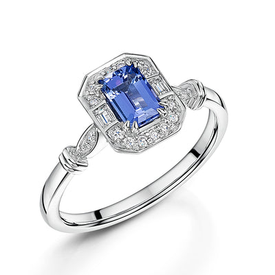 9ct Gold Tanzanite & White Sapphire Ring