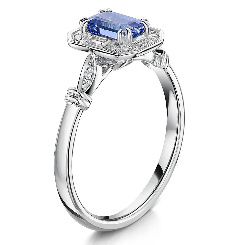 9ct Gold Tanzanite & White Sapphire Ring