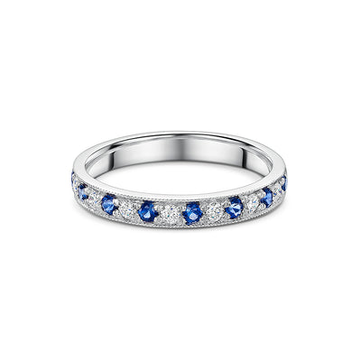 Wide Sapphire & Diamond Band