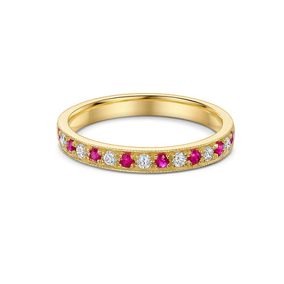 Wide Ruby & Diamond Band