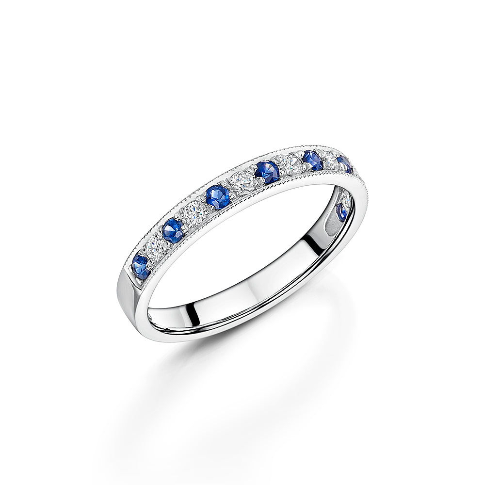 Wide Sapphire & Diamond Band