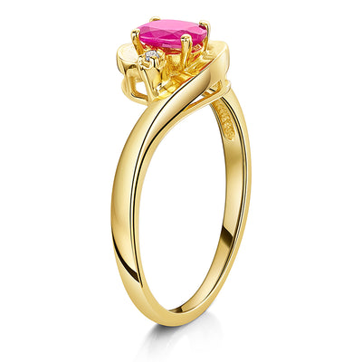 Ruby & Diamond 3 Stone Ring