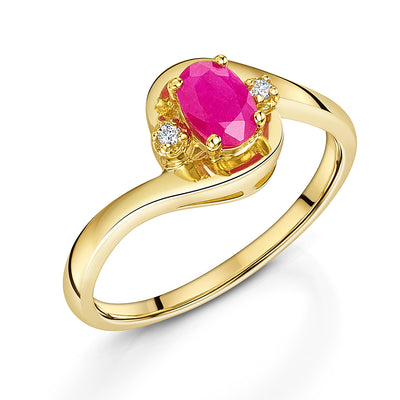 Ruby & Diamond 3 Stone Ring