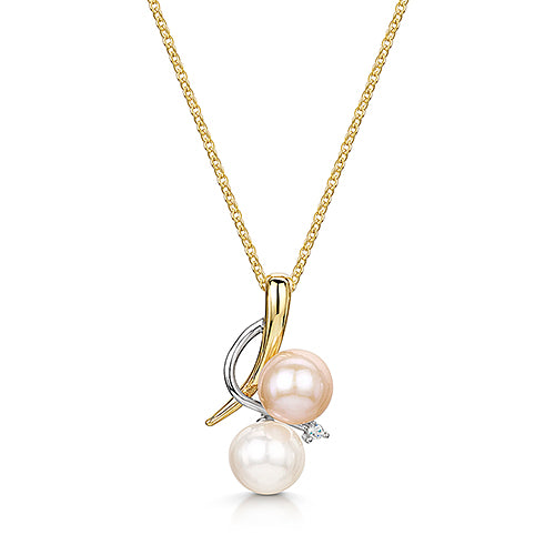 9ct White Gold Pearl Twist Pendant & Chain