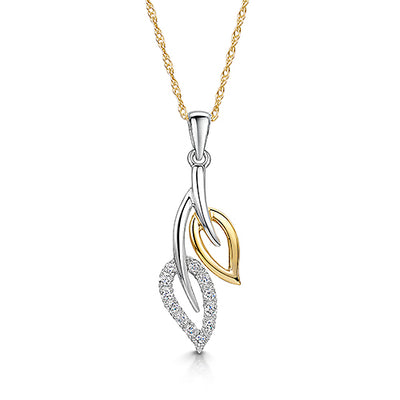 9ct Diamond Floral Pendant & Chain