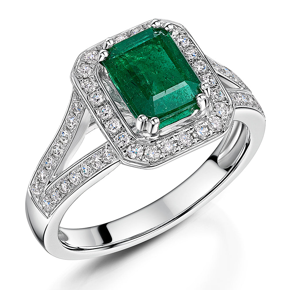 Platinum Emerald & Diamond Ring