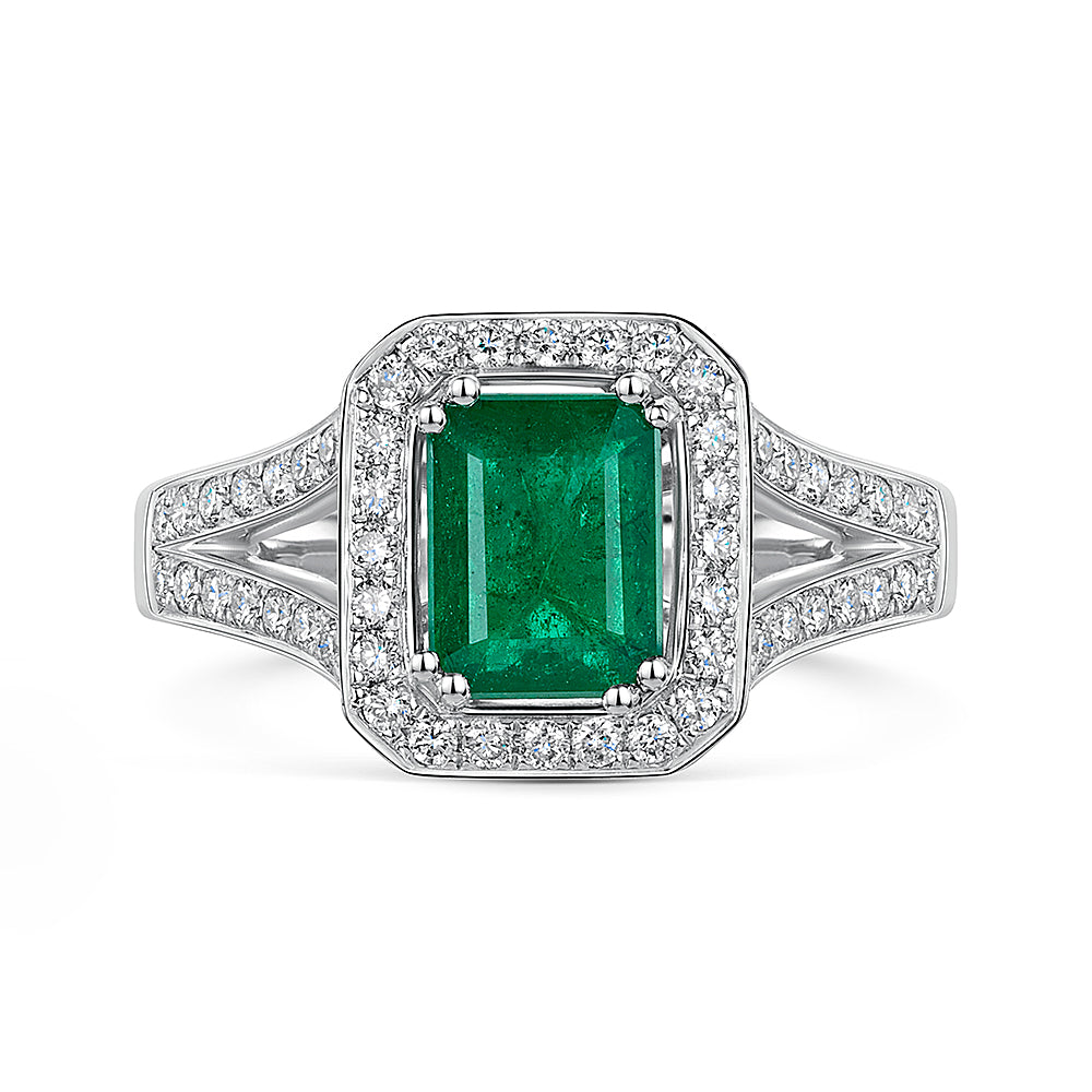 Platinum Emerald & Diamond Ring