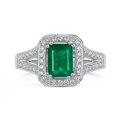 Platinum Emerald & Diamond Ring