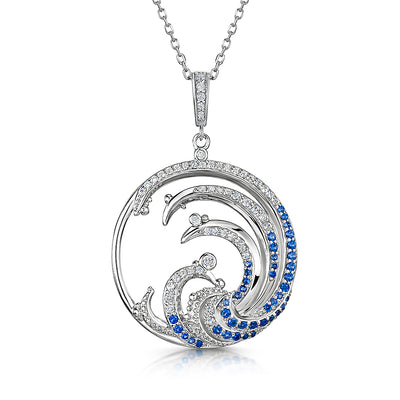 Sterling silver & CZ Wave Pendant/Chain