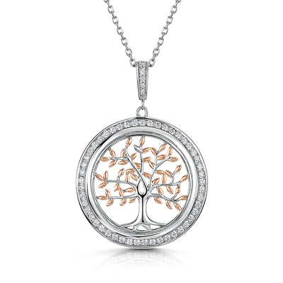 Sterling silver & CZ Vine Tree Pendant/Chain