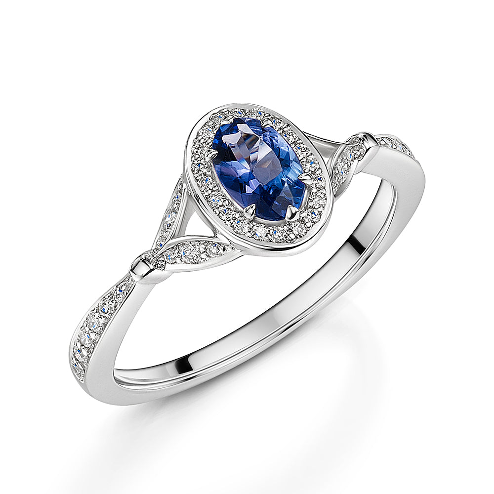 White Gold Tanzanite & Diamond Ring