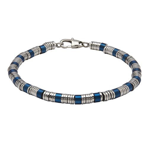 Stainless Steel Polished Blue/Silver Gents Bracelet