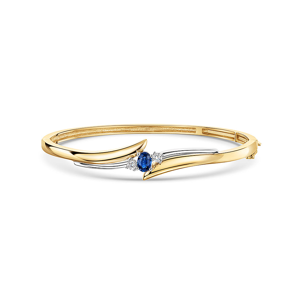 9ct Yellow Gold Sapphire Bangle