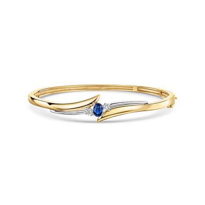 9ct Yellow Gold Sapphire Bangle