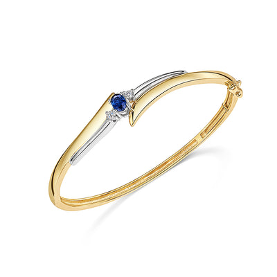 9ct Yellow Gold Sapphire Bangle