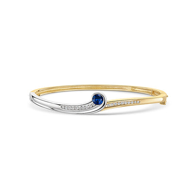 9ct Yellow Gold Sapphire Bangle