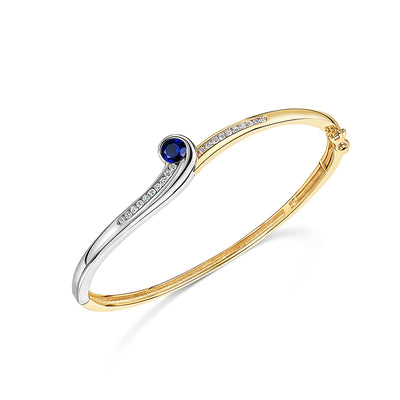 9ct Yellow Gold Sapphire Bangle