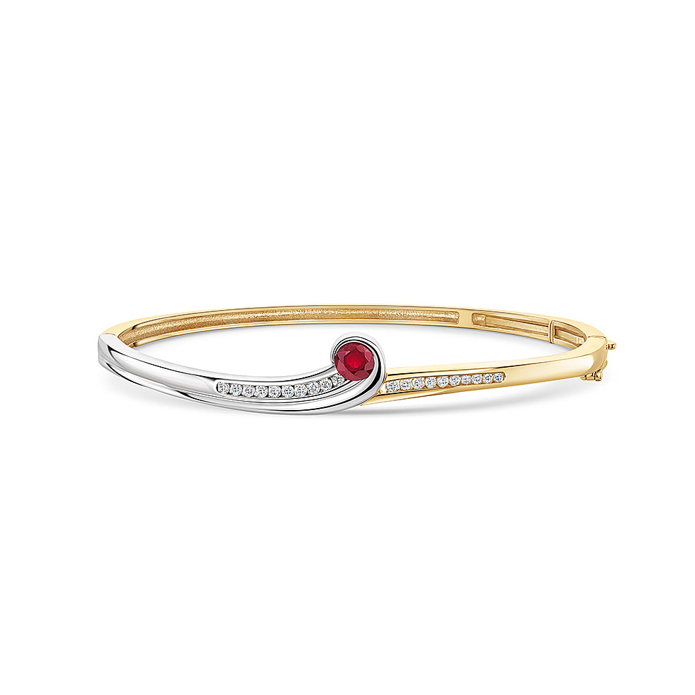 9ct Gold Two Tone Ruby Bangle