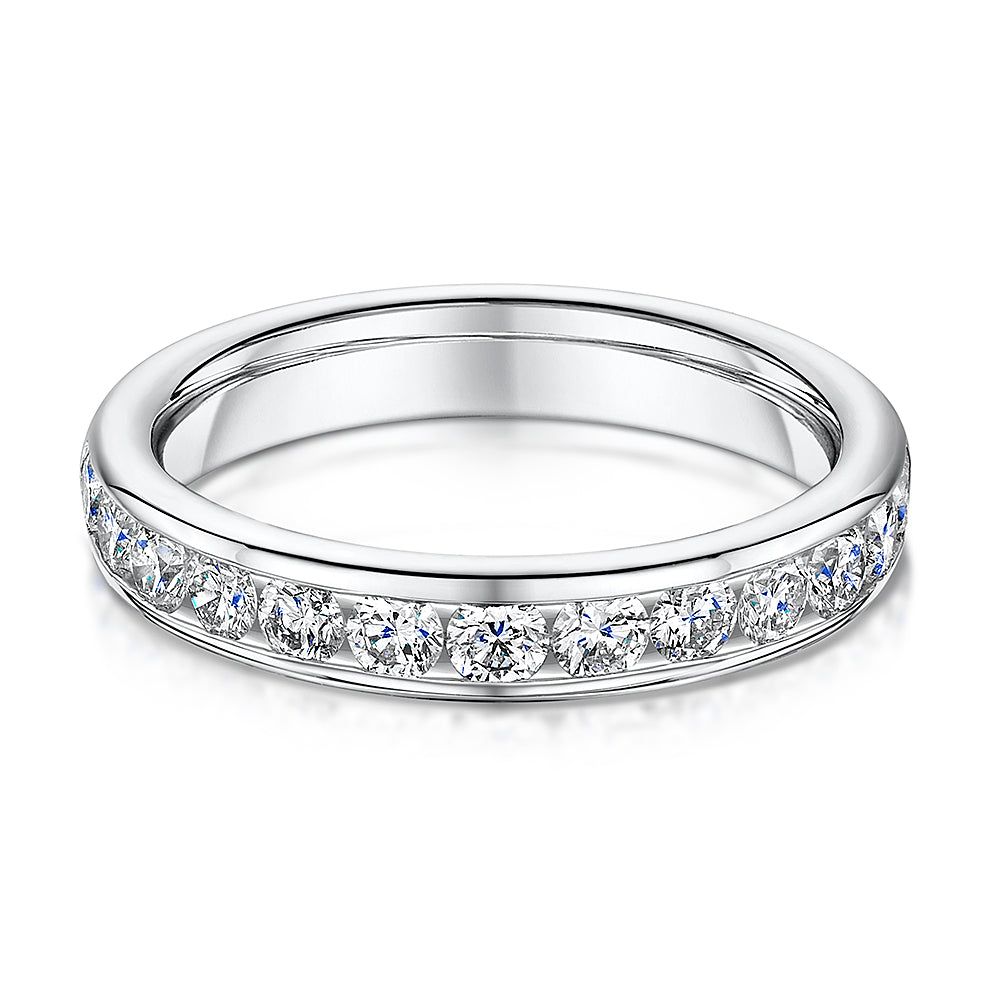 Platinum Channel Set Diamond Eternity Ring 0.75cts