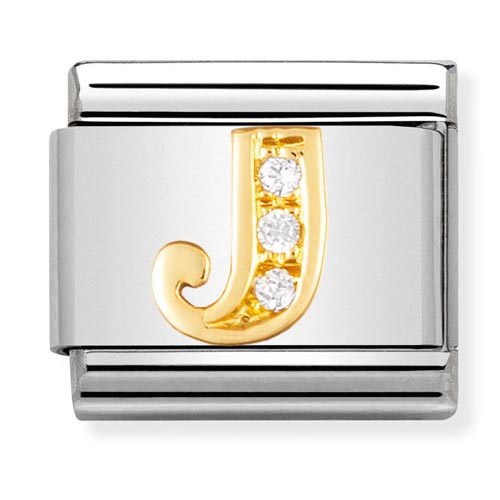 Classic Gold CZ Letter J Charm