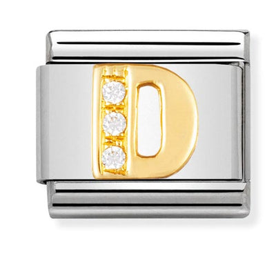 Classic Gold CZ Letter D Charm