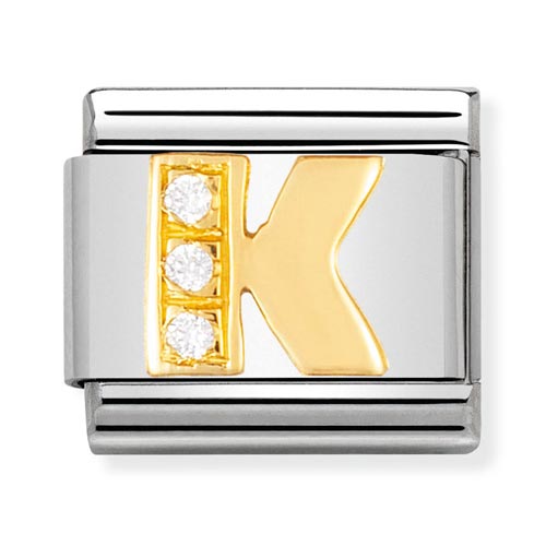 Classic Gold CZ Letter K Charm