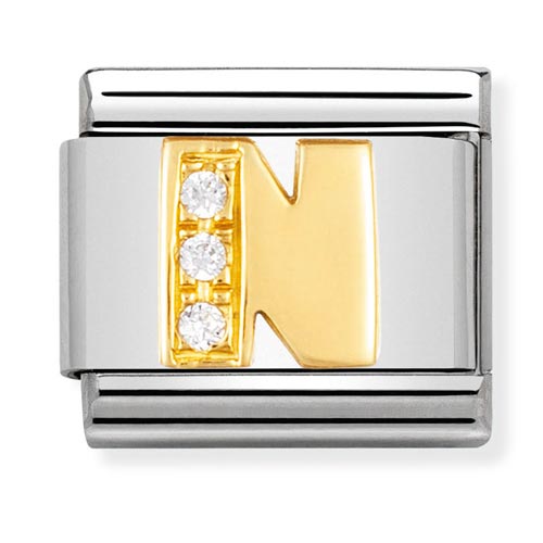 Classic Gold CZ Letter N Charm