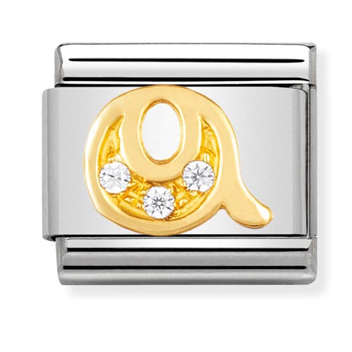 Classic Gold CZ Letter Q Charm