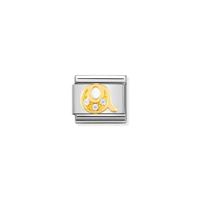 Classic Gold CZ Letter Q Charm
