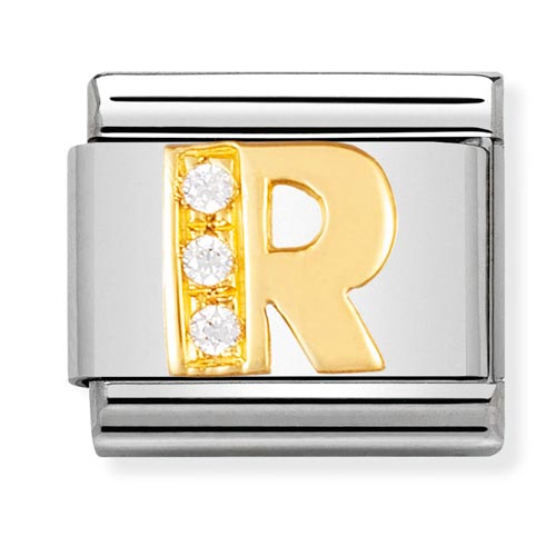 Classic Gold CZ Letter R Charm