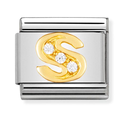 Classic Gold CZ Letter S Charm