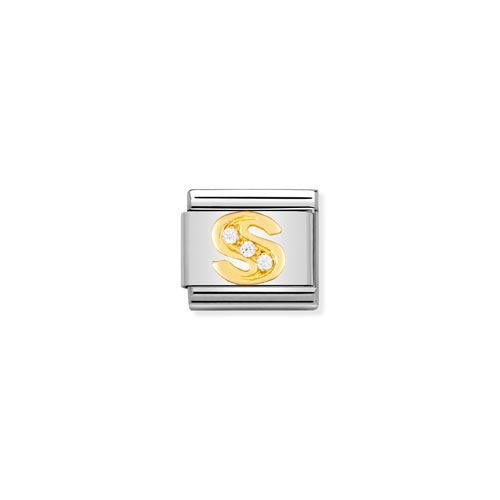 Classic Gold CZ Letter S Charm
