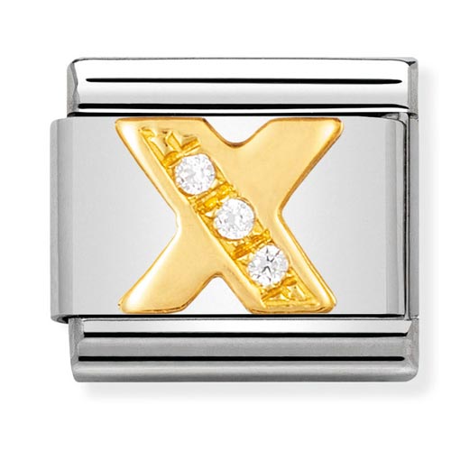 Classic Gold CZ Letter X Charm
