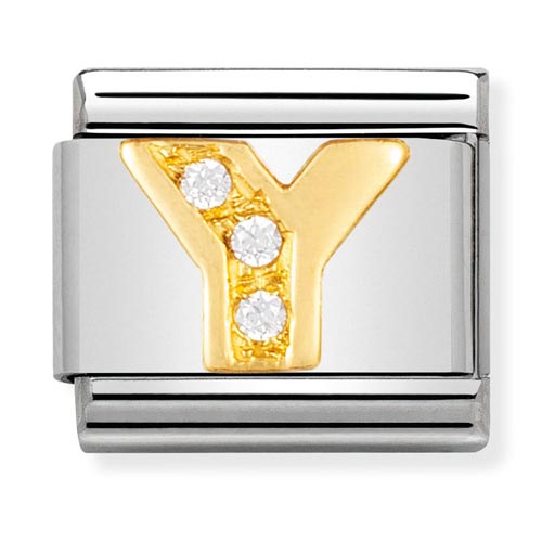 Classic Gold CZ Letter Y Charm